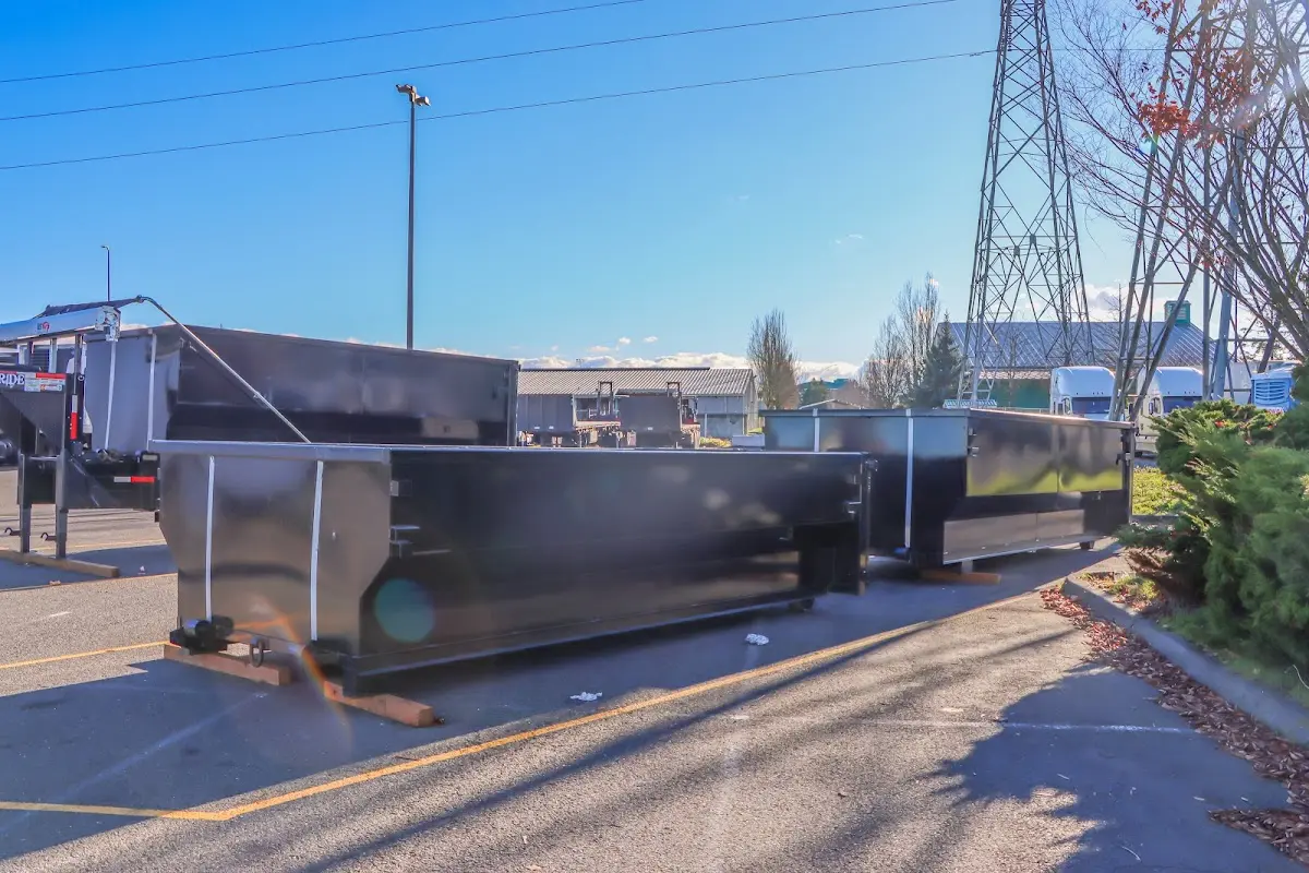 Roll-off dumpster ready for waste disposal at job site for Estate Cleanout Dumpster Rental in Miami Beach